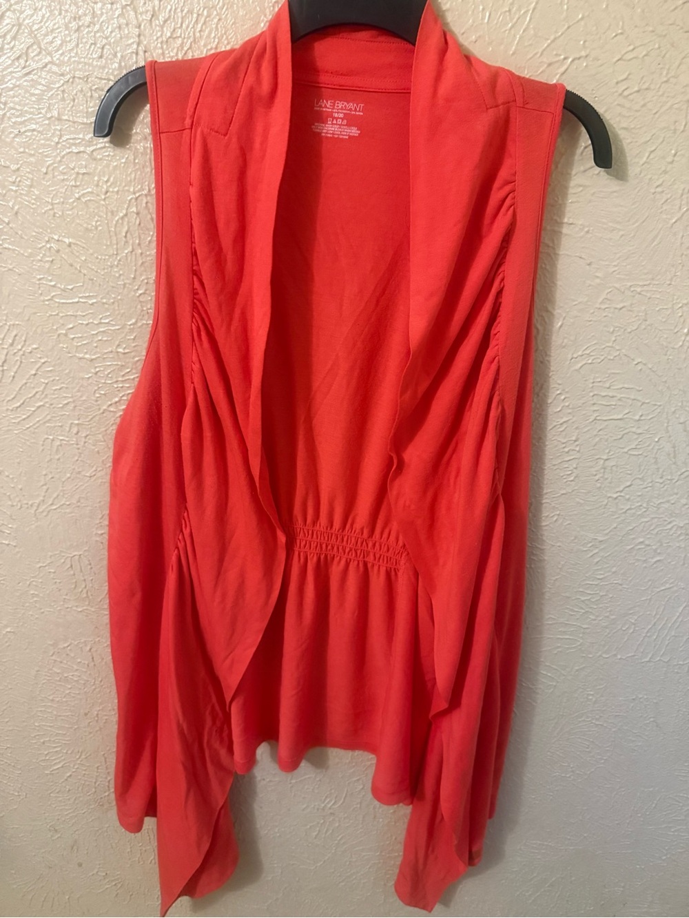 Lane Bryant Coral Open-Front  Sleeveless Cardigan